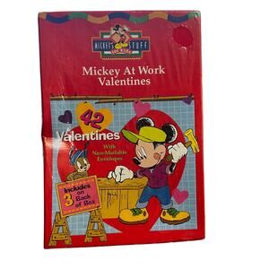Vintage Disney Mickey Mouse and friends at work 42 Valentines cards new sealed.